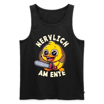 Stress Gestresst Nerven Arbeit Geschenk Spruch - Männer Premium Bio Tank Top - Schwarz - Vorne - Michal (187cm)