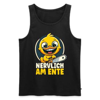 Stress Gestresst Nerven Arbeit Geschenk Spruch - Männer Premium Bio Tank Top - Schwarz - Vorne - Michal (187cm)