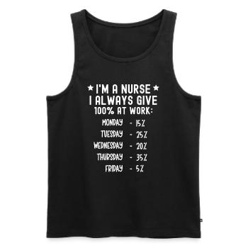 Je suis infirmière et je me donne toujours à 100 % au travail - Débardeur bio Premium Homme - noir - Devant - AI Model Male 178 light (178cm)