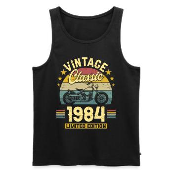 Motorcycle Year 1984 Biker 40 Years Anniversary - Men's Premium Organic Tank Top - black - Front - Michal (187cm)