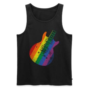 Pride Flag Gitarre - Männer Premium Bio Tank Top - Schwarz - Vorne - Michal (187cm)