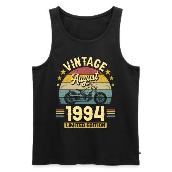 Biker 30 Year Old 1994 August Anniversary - Men's Premium Organic Tank Top - black - Front - Michal (187cm)