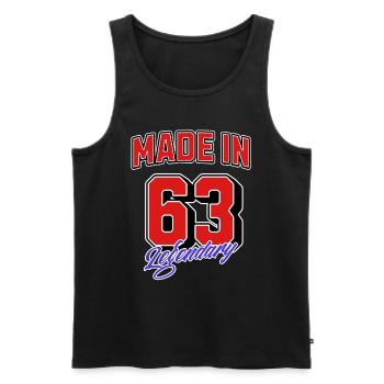 Made in 63 – Design vintage d’anniversaire légendaire - Débardeur bio Premium Homme - noir - Devant - Michal (187cm)