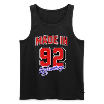 Made in 92 – Legendary Birthday Vintage Design - Men's Premium Organic Tank Top - black - Front - AI Model Male 178 light (178cm)