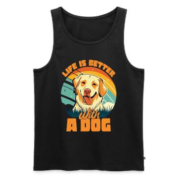 La vie est meilleure avec un chien Dictons de chien - Débardeur bio Premium Homme - noir - Devant - Michal (187cm)