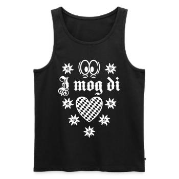69 I mog Di lustig Augen Rauten Herz Guckst Du - Männer Premium Bio Tank Top - Schwarz - Vorne - AI Model Male 178 light (178cm)