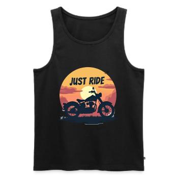 Just Ride Motorrad. Vintage sunset. - Männer Premium Bio Tank Top - Schwarz - Vorne - AI Model Male 178 light (178cm)