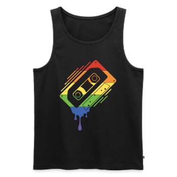 Cassette dégoulinante Pride - Débardeur bio Premium Homme - noir - Devant - Michal (187cm)