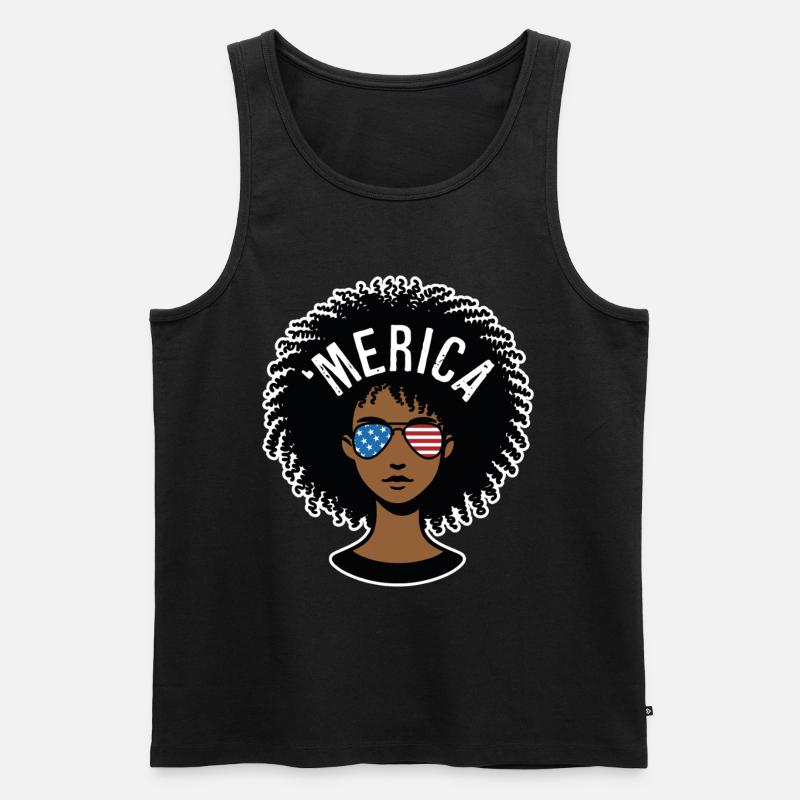 "merica Afro - Männer Premium Bio Tank Top - Schwarz