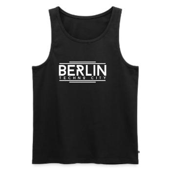 Berlin Techno City | Cadeau de musique rave party - Débardeur bio Premium Homme - noir - Devant - AI Model Male 178 light (178cm)