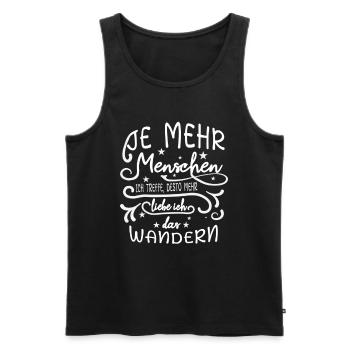 Hiking, hiker, trekking, funny, gift - Men's Premium Organic Tank Top - black - Front - AI Model Male 178 light (178cm)