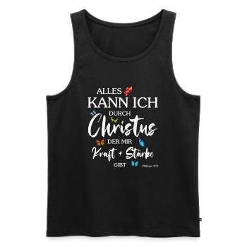 Jesus - Alles kann ich durch Christus - Christlich - Männer Premium Bio Tank Top - Schwarz - Vorne - Michal (187cm)
