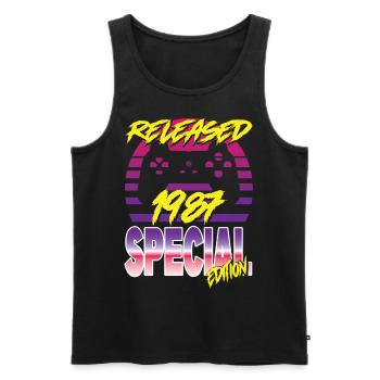 Released 1987 Special Edition - Männer Premium Bio Tank Top - Schwarz - Vorne - AI Model Male 178 light (178cm)