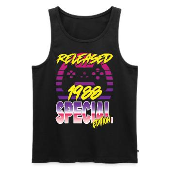 Released 1988 Special Edition - Männer Premium Bio Tank Top - Schwarz - Vorne - AI Model Male 178 light (178cm)