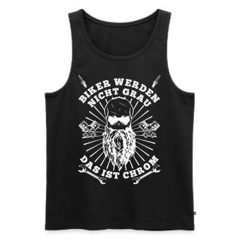 BIKER WERDEN NICHT GRAU DAS IST CHROM - Männer Premium Bio Tank Top - Schwarz - Vorne - AI Model Male 178 light (178cm)