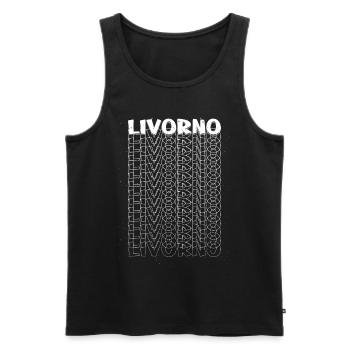 Livourne Italie City Font Skyline Accueil - Débardeur bio Premium Homme - noir - Devant - Michal (187cm)