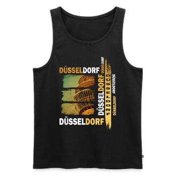 Düsseldorf Skyline Gold Deutschland Stadt Grunge - Männer Premium Bio Tank Top - Schwarz - Vorne - AI Model Male 178 light (178cm)