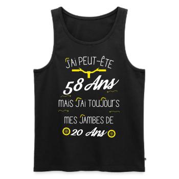 Cadeau 58 ans cycliste encore des jambes de 20 ans - Débardeur bio Premium Homme - noir - Devant - Michal (187cm)