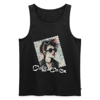 Retro Punk Rock Stamp Design - PosPunk - Men's Premium Organic Tank Top - black - Front - AI Model Male 178 light (178cm)