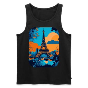 Tour Eiffel - minimaliste 🗼 - Débardeur bio Premium Homme - noir - Devant - Michal (187cm)