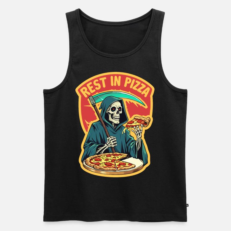 Ruhe in der Pizza - Männer Premium Bio Tank Top - Schwarz