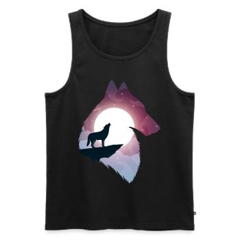 Wolf Vollmond heulen Illustration Geschenk - Männer Premium Bio Tank Top - Schwarz - Vorne - AI Model Male 178 light (178cm)