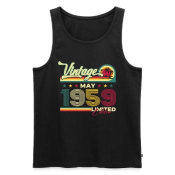 Vintage 1959 Jahrgang 1959 65. Geburtstag 1959 - Männer Premium Bio Tank Top - Schwarz - Vorne - Michal (187cm)