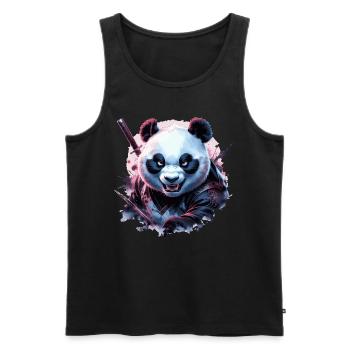 Panda ninja maléfique - Débardeur bio Premium Homme - noir - Devant - Michal (187cm)