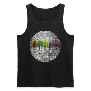 Bunte Bäume retro bunt - Männer Premium Bio Tank Top - Schwarz - Vorne - AI Model Male 178 light (178cm)