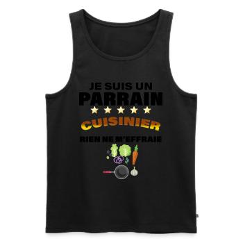 Mon Parrain Cuisinier Humour Homme Cuisine - Débardeur bio Premium Homme - noir - Devant - Michal (187cm)