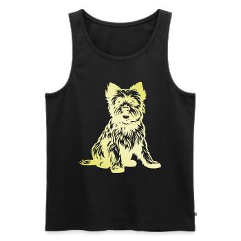 Yorkshire Terrier Hund Silhouette - Männer Premium Bio Tank Top - Schwarz - Vorne - Michal (187cm)