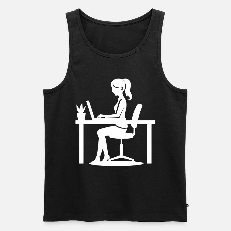Arbeiter Frau Computer Job - Männer Premium Bio Tank Top - Schwarz