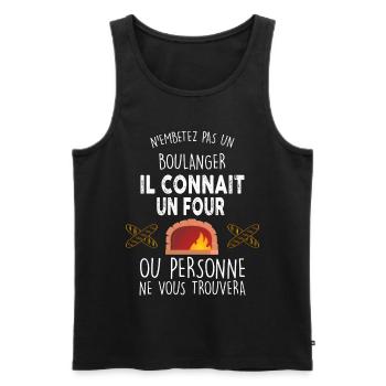 Boulangerie, idée cadeau humour métier boulanger - Débardeur bio Premium Homme - noir - Devant - Michal (187cm)