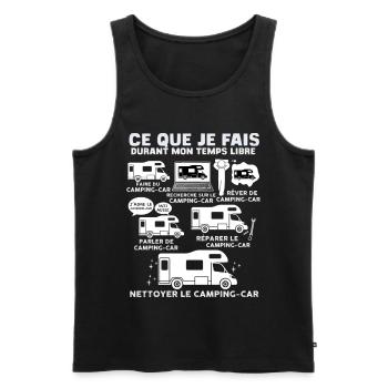 Camping-car humour idée cadeau papa maman - Débardeur bio Premium Homme - noir - Devant - Michal (187cm)