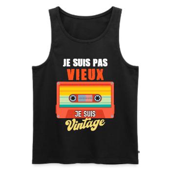 Je ne suis pas vieux je suis vintage - Débardeur bio Premium Homme - noir - Devant - Michal (187cm)
