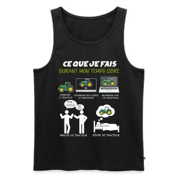 Tracteur humour agriculteur céréalier - Débardeur bio Premium Homme - noir - Devant - Michal (187cm)