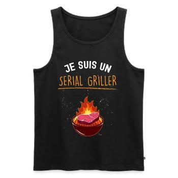 Homme barbecue. Je suis un serial griller - Débardeur bio Premium Homme - noir - Devant - Michal (187cm)