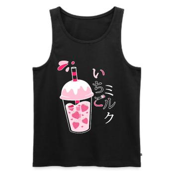 Erdbeermilch, Japanisch, Kawaii, Strawberry Milk - Männer Premium Bio Tank Top - Schwarz - Vorne - AI Model Male 178 light (178cm)