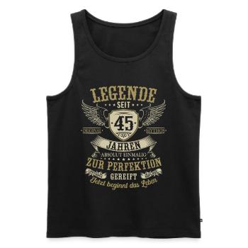 45 Geburtstag Legende Geburtstagsspruch 45 Jahre - Männer Premium Bio Tank Top - Schwarz - Vorne - Michal (187cm)