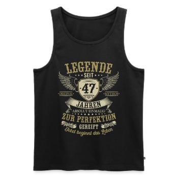 47 Geburtstag Legende Geburtstagsspruch 47 Jahre - Männer Premium Bio Tank Top - Schwarz - Vorne - Michal (187cm)