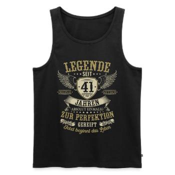 41 Geburtstag Legende Geburtstagsspruch 41 Jahre - Männer Premium Bio Tank Top - Schwarz - Vorne - Michal (187cm)