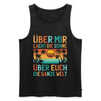 Lustiger Sarkasmus Spruch Mallorca Palmen Retro - Männer Premium Bio Tank Top - Schwarz - Vorne - Michal (187cm)