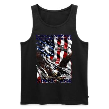 Trucker shirt with eagle on American flag - Men's Premium Organic Tank Top - black - Front - AI Model Male 178 light (178cm)