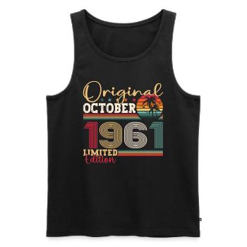 Original October 1961 61st Birthday Gift Cool - Men's Premium Organic Tank Top - black - Front - Michal (187cm)
