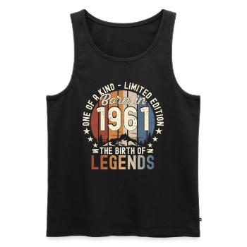 Légendaire depuis 1961 61ème cadeau d’anniversaire Génial - Débardeur bio Premium Homme - noir - Devant - Michal (187cm)