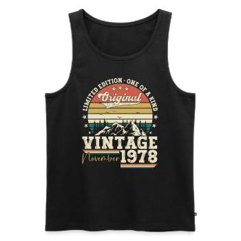 Original November 1978 44th Birthday Gift - Men's Premium Organic Tank Top - black - Front - Michal (187cm)
