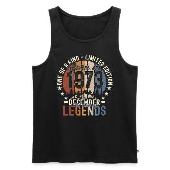 Original December 1973 49th birthday gift - Men's Premium Organic Tank Top - black - Front - Michal (187cm)
