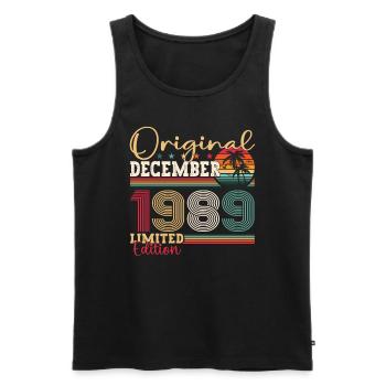 Original December 1989 33rd Birthday Gift - Men's Premium Organic Tank Top - black - Front - AI Model Male 178 light (178cm)