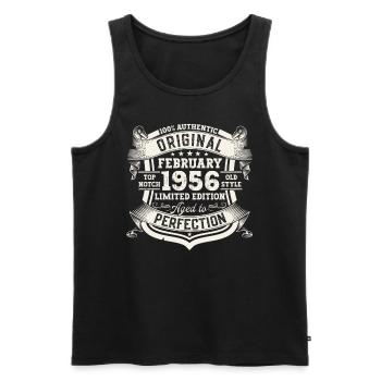 Février né en 1956 67e anniversaire cadeau homme - Débardeur bio Premium Homme - noir - Devant - Michal (187cm)