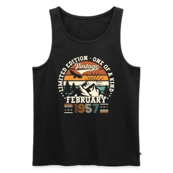 February Vintage 1957 Retro Birthday Gift - Men's Premium Organic Tank Top - black - Front - Michal (187cm)